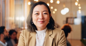 Happy colleage at a corporate event